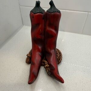 Red Chili Pepper Western Boot Decor